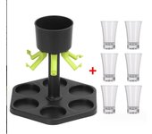 1 Set Liquor Dispenser 6 Shot Automatic Glass Wine Whisky Beer Dispenser Holder Drinking Home Party Bar Wine Separator Glasses