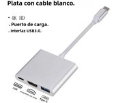 Cable Convertidor 3 En 1 USB-C a HDMI Compatible Para Samsung Huawei iPad Mac NS Adaptador HD 4K USB 3.0 Tipo C a HD Para Monitor
