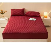 Protector de Colchón Queen Size | Transpirable e Impermeable | Algodón Hipochloroso Lavable | Bolsos Extrapurados | 3 Colores (Rojo, Blanco, Azul)