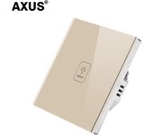 AXUS EU Touch Switch Power Led Panel Wall Lamp Light sensory Switches Tempered Black White Crystal Glass 1/2/3 Gang AC100-240V