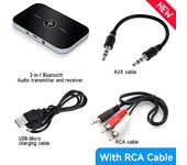 Transmisor y receptor de Audio B6 2 en 1 con Bluetooth 5,3, 3,5mm, AUX + RCA, batería de 600mAh, adaptador inalámbrico para coche, PC, TV, auriculares