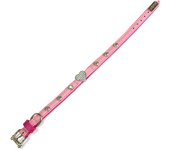 Collar piel rosa corazón para perros - 1,2 x 35 cm - Materiales de calidad - Accesorios para mascotas