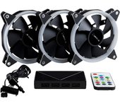 UNYKAch Ventilador Ordenador CANDY 30 ARGB RING LED, Pack de 3 unidades 120 mm, PC Gaming, Soporte de Goma, 7 Aspas Ultra Silenciosas, Mando a Distancia y Controladora