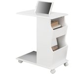 SoBuy FBT67-W,ES Mesa Auxiliar con 2 Estantes, Consola,Mesita de Noche con Ruedas para iPad, Teléfono o Lampara