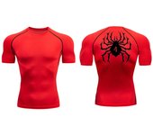 Spider Print Compression Shirts for Men Sporty Quick Dry Tees Tshirts Tops Gym Workout Running Undershirts Baselayers Rash Guard