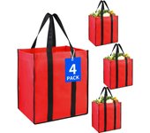 Bolsas de compresas reutilizables y plegable para la cocina, paquete de 4, bolsa de mano utilitaria a Granel, canasta de Bolsas (Negro)