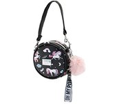 Oh My Pop Unicorn Small Round Shoulder Bag, Black