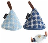 2 uds Mini guante de horno azul bordado a mano pequeños guantes de horno resistentes al calor