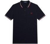 Polo Fred Perry M Twin Tipped Marino y rojo para hombre