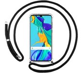 Tumundosmartphone Funda Colgante Transparente para Huawei P30 con Cordon Negro