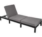 Tectake - Tumbona de poliratán SOFÍA, Fácil de limpiar, Diseño muy bonito y elegante, Respaldo ajustable en 6 posiciones