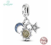 42 Style 925 Sterling Silver Golden Sunflower Charms Butterfly Beads Fit Original Pandora Bracelets DIY Gold Plated Fine Jewelry