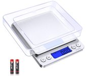 Bascula de Precision, [0,01G/500g] Báscula Digital para Cocina, Bascula Precision 0,01G, Báscula Electrónica de Cocción with Pantalla LCD Báscula para Hornear y Cocinar (Baderías Incluidas)