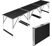Juego de 3 Mesas Plegables Multiusos, Aluminio, Portátiles y Ligeras - Ajustable en Altura, 100x60 cm - Ideal para Camping, Cocina, Terraza, Picnic