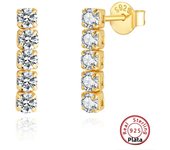 KISS MANDY Brilliant 925 Sterling Silver 4A Zircon Chain Earrings for Women 15mm Drop Earrings Anniversary Jewelry Gifts SE396