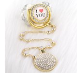 Luxury Pacifier Beads Bling Hot Selling Baby Gold Pacifier Holder For Shower Gift  Appease Play Mouth Spot Su Chupetes De Lujo