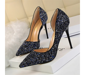 Plus Size 34-43 Women 9.5cm High Heels Stripper  Bling Glod Red Silver Scarpins Pumps Lady Stiletto Wedding Bridal Fetish Shoes