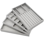 4 bandejas apilables para Joyas, Organizador de joyas, Cajón para guardarse y presentar pendientes, Collares, anillos (GRIs)