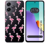 Funda Silicona Transparente para Xiaomi Redmi 12 5G diseño Flamenco Dibujos