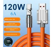 120W 7A Fast Charge USB Type C Cable 180 Degree Rotation Elbow Cable for Xiaomi13 Redmi 12 Honor Phone Data Cable