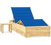 vidaXL Tumbona de jardín con mesa y cojín de madera de pino impregnada