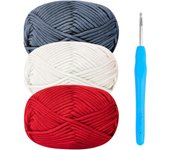 Hilo grueso para crochet Hilo de algodón para 4 x 100 g para principiantes Hilo de lana para tejer a crochet