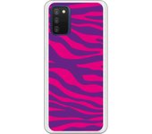 Funda compatible con Samsung Galaxy A03s - Animal Print Zebra Rosa Lila