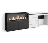 Skraut Home - Tocador con cajón para Dormitorio o habitación - 234x35x75cm - Chimenea eléctrica XXL led efecto fuego 3d -  Cajonera de cuatro cajones - Estilo Moderno - Varios colores disponibles
