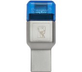 Kingston MobileLite Duo 3C, Lector de Tarjeta de Memoria MicroSD Micro SD de Dos interfaces USB-A 3.1 y USB C / Tipo C, Color Gris