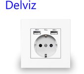 Delviz EU Standard USB Socket, Mobile phone charging socket, 86mm 16A pop home improvement plug socket, 5V USB Wall Power Outlet