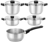Pack Batería de Cocina Elite Monix M240002/ Cazo Ø14cm/ Ollas Ø20 - 24cm/ Cacerolas Ø20 - 24cm/ Acero Inoxidable/ Apta para Indu