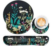 Mouse Pad with Wrist Rest Set,Qomolama 3-in-1 Wrist Support Mouse Pad Set,Gaming Mouse Pad with Anti-Skid Base,Ergonomic Mouse Pad,Memory Foam Keyboard Gel Wrist Rest
