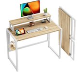 Escritorio Pequeño Plegable 80 cm, Escritorio para Computadora Plegable con Soporte para Monitor, Mesa Portátil para Oficina en Casa y Dormitorio