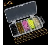 JYJ box package 50pcs 4cm 5cm 6cm soft silica lure grub maggot worm bait with T-tail isca pesca artificial worm lure bait