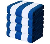 Toallas de Playa extrarandes de Algodón 100% de Exclusivo Mezclas, paquete de 4 (35 "x 70"), toalla de Playa Gruesa con Rayas suaves de Cabana, Toalla de baño para Viajes, piscina superabsorbente y Nación (Azul Marino oscuro)