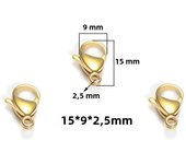 25Pcs Stainless Steel Gold Black Lobster Clasps Jewelry Findings DIY Necklace Bracelet Making Accessories 9/10/11/12/13/15MM