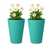 Mypicompany. Maceteros Decorativos Interior y Maceteros Grandes Exterior - 2X Macetas Grandes (35 cm de Alta) Macetas Plastico con Drenaje - Tiestos para Plantas, Jardín, Terraza y Balcón. Macetas a elegir entre estos colores: Verde turquesa o Azul Mate.