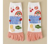 5 Pairs Kawaii Cute Women Toe Socks with Separate Fingers High Quality Cotton Five Finger Socks Cartoon Sports Ankle Socks