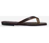 Bosanova Sandalias de dedo planas estilo flip flop para mujer con grabado animal print de cocodrilo y suela plana con acabado cuadrado. Sin cierre.