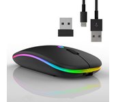 Ratón inalámbrico Bluetooth, Ratón inalámbrico recargable, Ratón vertical, Ratón de ordenador con retroiluminación de 7 Colores