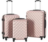 vidaXL Juego de Maletas Rígidas 3 Piezas ABS Rosa Trolley Equipaje de Viaje Color Rosa,  Dorado,  Marrón y mas
