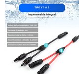 Power Solar Connectors 30A Y-Branch Cable, Solar Cable Parallel Adaptor in Pair for Solar Panel 1*M/FF+1*F/MM black red Power