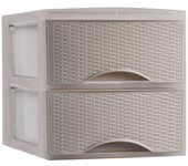 Plastic Forte - Cajonera Sobremesa de Plástico Imitación Rattan para Ordenación Decoración Hogar Oficina