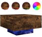 vidaXL Mesa de centro con luces LED 55x55x31 cm Blanco, Negro, Roble Sonoma Mesita de Salón o Comedor o Auxiliar Mesa de Café Meuble Salón