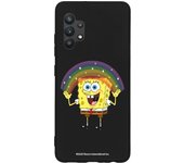 Funda original compatible con Samsung Galaxy A32 4G Negro con un diseño de Bob Esponja Arco Iris