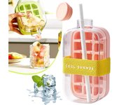 Cubitera 2 en 1 sin contacto, con bandeja y botella, fácil liberación de hielo para congelador, ideal para café, jugos y bebidas (blanco, 800 ml)