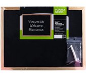 NQT Pizarra Negra Blanco  de Tiza con Marco de Madera Natural para Oficina, Restaurantes, Colegios, Tiendas, Hogares y Cafeterias Incluye Tiza y Borrador