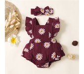 Infant Baby Girl Romper Clothes Ruffle Sleeveless Newborn Bodysuit with Headband Summer Jumpsuit Fashion Toddler Outfit Suit