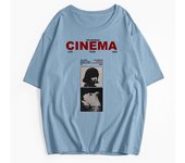 Hirsionsan Cinema Letter Printed T Shirt Women Summer Cotton Soft Short Sleeve Tee Female Oversized Higt Street Gothic Top