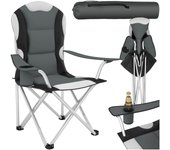 Tectake - Silla de camping acolchada, Para camping, pesca, playa o el jardín de su casa, Reclinése hacia atrás y disfrute de la naturaleza en esta silla plegable, Muy fácil de usar y con plegado rápido, Soporte para bebida o móvil en el reposabrazos